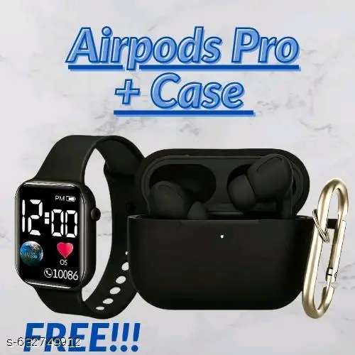 Wireless TWS Bluetooth Earbuds with Case + Stylish Watch | Deep