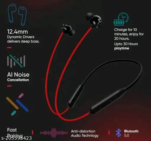 Others Neckband True Wireless Bluetooth Earphones with 8 Hours Playtime & Compatible for all Smartphones (White)