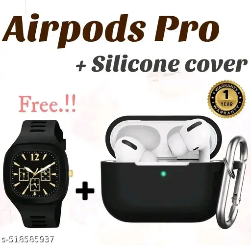 Airpod Pro with black protective Case True Wireless Bluetooth Earphones with 4 Hours of Playtime & 