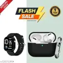 Airpod Pro with black protective Case True Wireless Bluetooth Earphones with 4 Hours of Playtime & Compatible for all Smartphones (White)