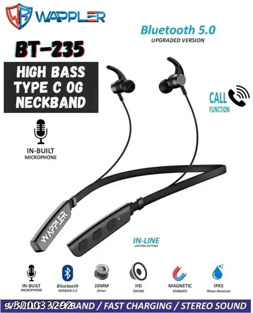 BT 14- Best Branded Bluetooth Neckband - Smart, Sleek, 27 hour battery, Lowest Price, Good packing.