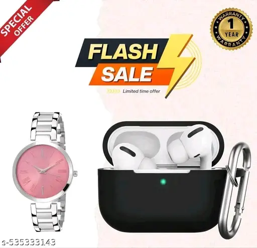 Airpod Pro with black protective Case True Wireless Bluetooth Earphones with 4 Hours of Playtime & Compatible for all Smartphones (White)