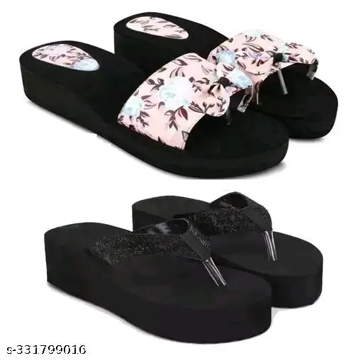 PACK OF 2 Daily Use Colorfull Trending Hawai Flip-flop and Slippers For Women and Girls